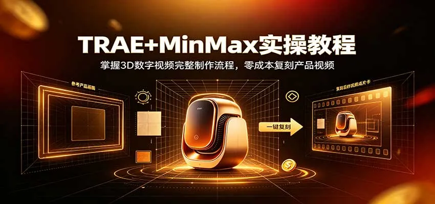 TRAE+MinMax实操攻略:零成本3D数字视频全流程制作,打造产品视频教程攻略 - 趣客盟