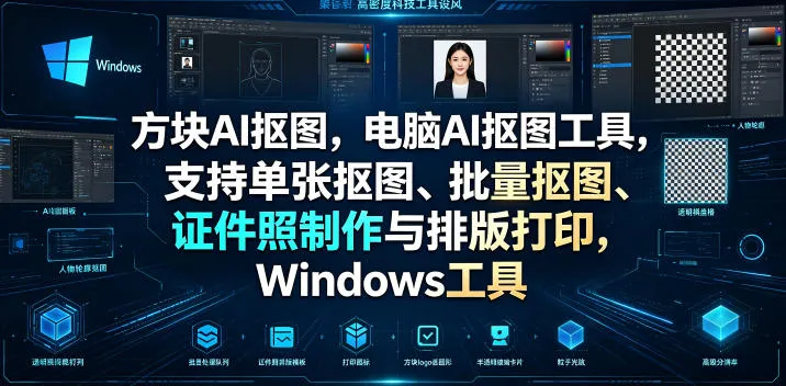 高效AI抠图工具：单张/批量抠图、证件照排版打印，适用于Windows系统，全方位图片处理解决方案_趣客盟