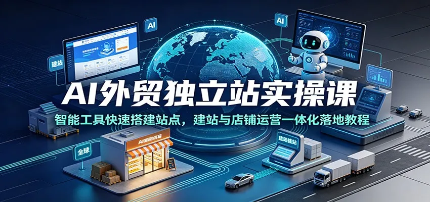 AI外贸独立站快速搭建与运营实战教程：智能工具赋能，一站式建站与店铺管理技巧_趣客盟