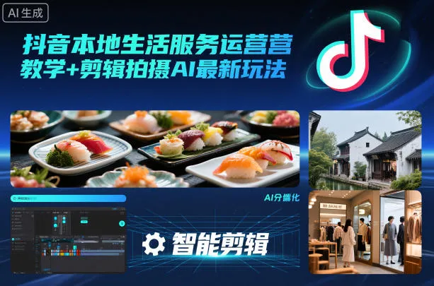 抖音本地生活服务运营教学+剪辑拍摄AI最新玩法-趣酷猫资源网