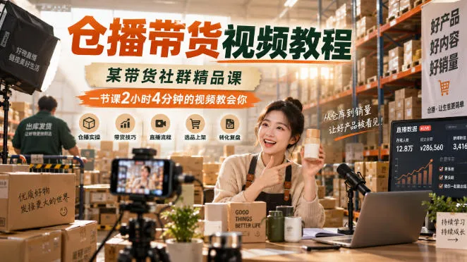 《仓播带货视频制作全攻略：2小时4分钟社群精品课，轻松学会带货技巧》 - 趣客盟