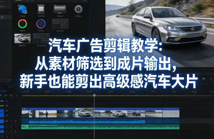 汽车广告剪辑教学:从素材筛选到成片输出,新手也能剪出高级感汽车大片