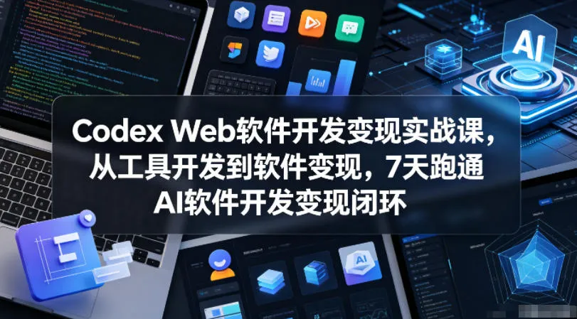 Codex Web软件开发变现实战课,从工具开发到软件变现,7天跑通AI软件开发变现闭环_趣客盟