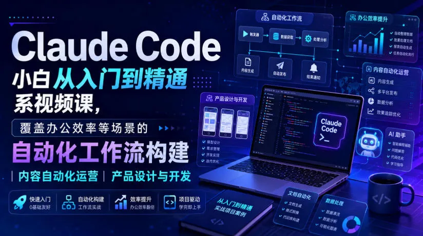 Claude Code自动化工作流构建教程：从入门到精通，涵盖办公效率、内容运营与产品开发场景 - 趣客盟
