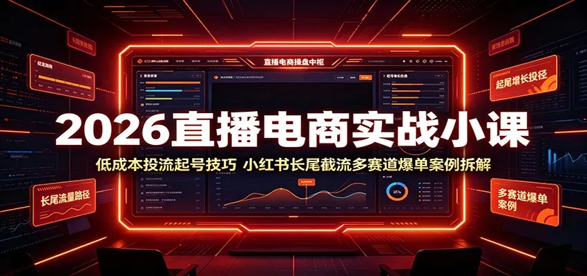 2026直播电商实战课：揭秘低成本引流技巧，小红书长尾关键词截流策略及多赛道爆款案例解析_趣客盟