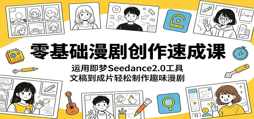 零基础漫剧创作速成课：运用即梦Seedance2.0工具，文稿到成片轻松制作趣味漫剧_趣客盟
