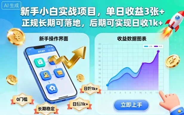 新手小白实战项目，单日收益3张+，正规长期可落地，后期可实现日收1k+【揭秘】-趣酷猫资源网