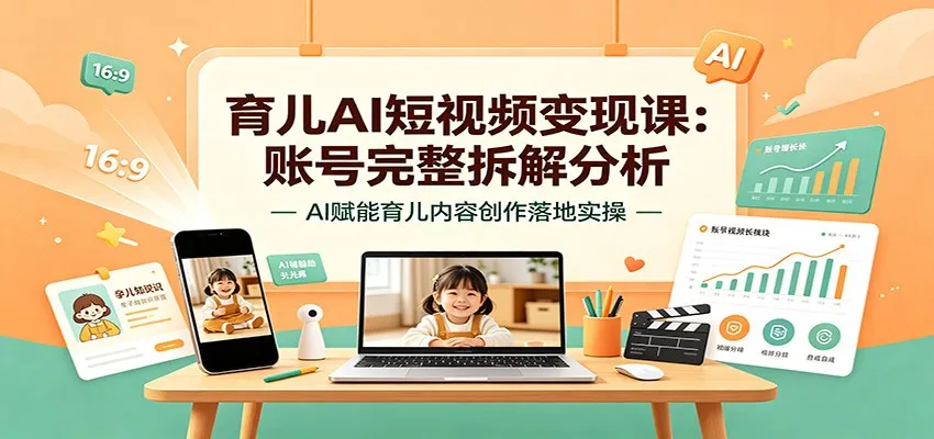AI育儿短视频变现攻略：账号深度拆解+AI内容创作实操教学_趣客盟