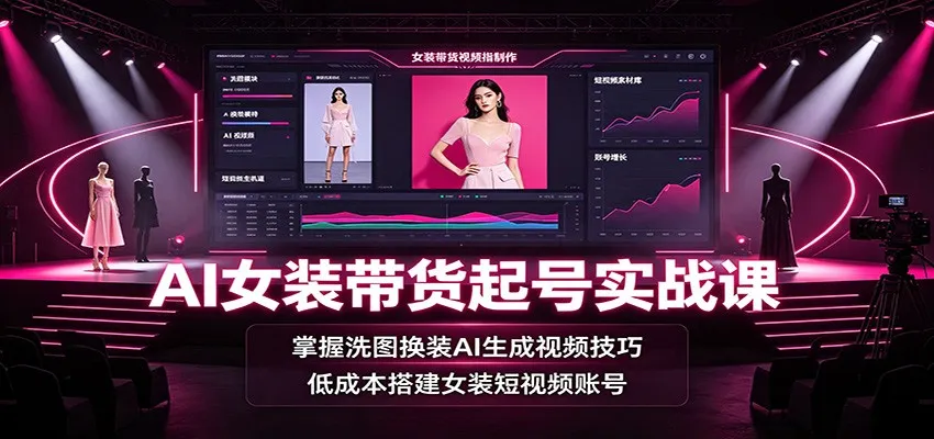 AI女装短视频带货实战攻略：解锁洗图换装AI视频制作，轻松打造低成本女装账号_趣客盟