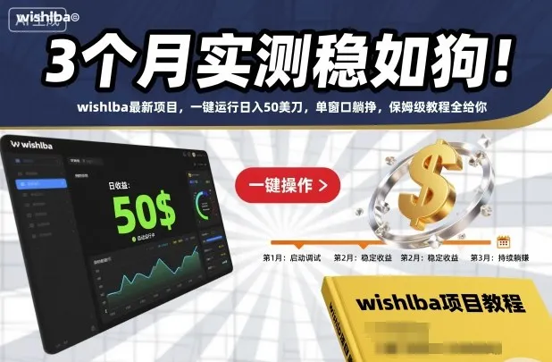3个月实测稳如狗！wishlba最新项目，一键运行日入50美刀，单窗口躺挣，保姆级教程全给你【揭秘】-趣酷猫资源网
