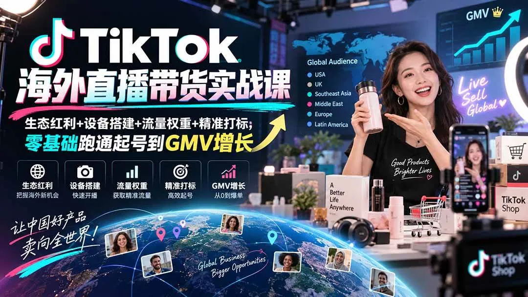 【2024年】TikTok跨境电商直播带货实战教程:生态变现+设备配置+流量策略+精准定位,小白也能从零开始到GMV飞跃 - 趣客盟