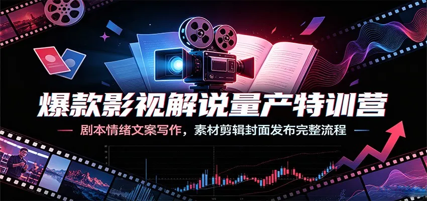 爆款影视解说制作全攻略特训营：剧本情绪文案+剪辑技巧+封面发布一站式教程_趣客盟
