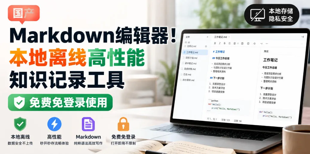 高效离线Markdown编辑神器——国产知识管理工具，免费畅享，无需登录！ - 趣客盟