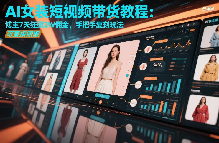 AI女装短视频带货教程：博主7天狂賺2W佣金，手把手复刻玩法，可直接照搬-趣酷猫资源网