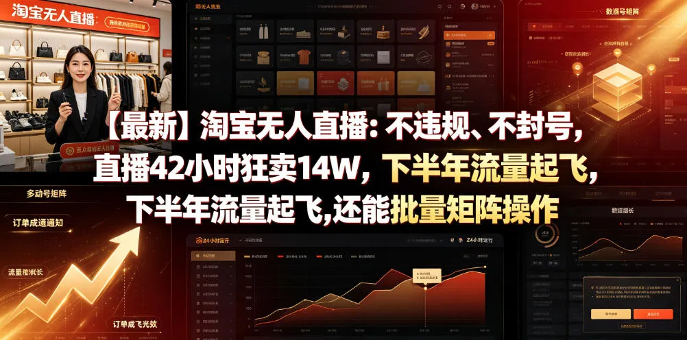 【淘宝直播新突破】42小时狂卖14万,零违规封号,下半年流量飙升,揭秘无人直播批量矩阵操作技巧_趣客盟