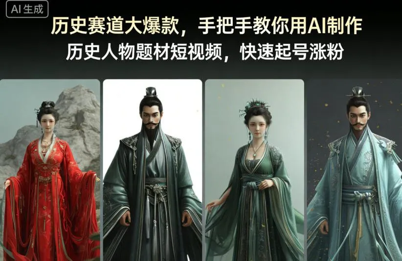 历史赛道大爆款，手把手教你用AI制作历史人物题材短视频，快速起号涨粉-趣酷猫资源网