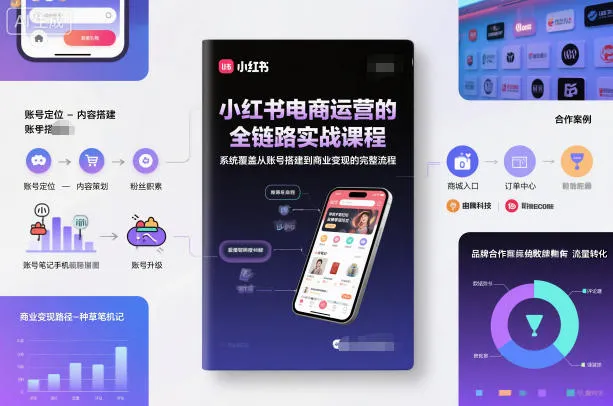 小红书电商运营的全链路实战课程，系统覆盖从账号搭建到商业变现的完整流程-趣酷猫资源网