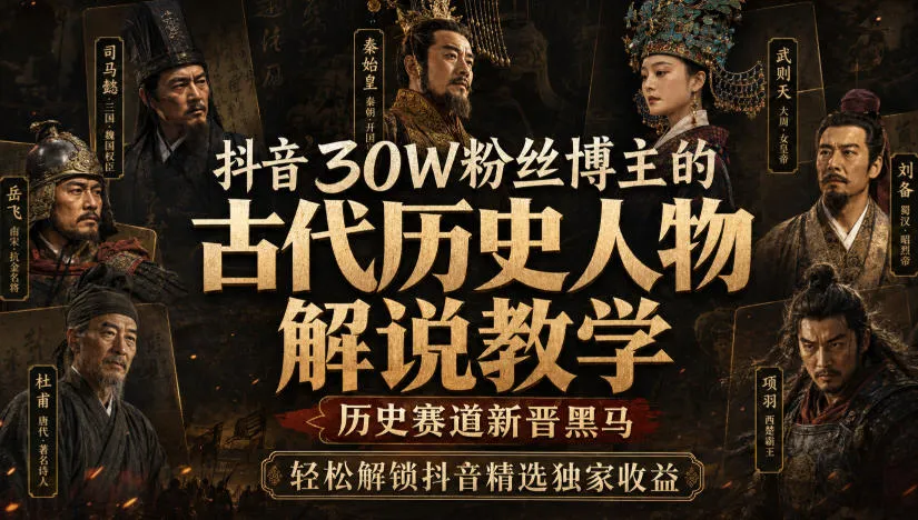 抖音热门历史解说达人30W粉丝攻略:古代人物教学解锁,历史赛道黑马新秀,轻松获取抖音收益秘籍 - 趣客盟
