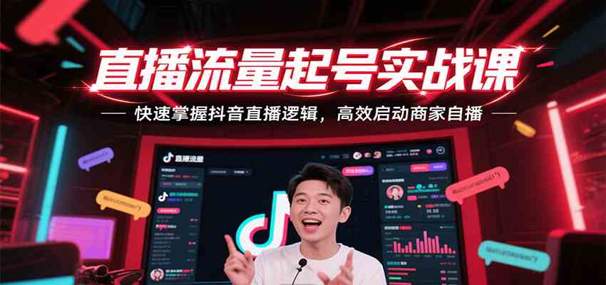 直播流量起号实战课，快速掌握抖音直播逻辑，高效启动商家自播-趣酷猫资源网