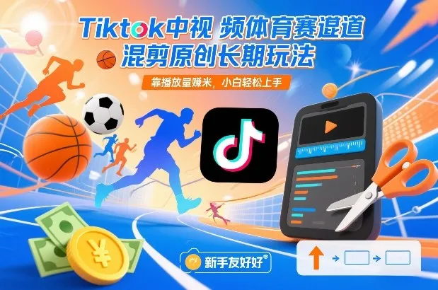Tiktok中视频体育赛道混剪原创长期玩法，靠播放量賺米，小白轻松上手-趣酷猫资源网