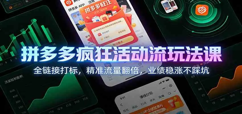 拼多多疯狂活动流玩法课：全链接打标，精准流量翻倍，业绩稳涨不踩坑-趣酷猫资源网
