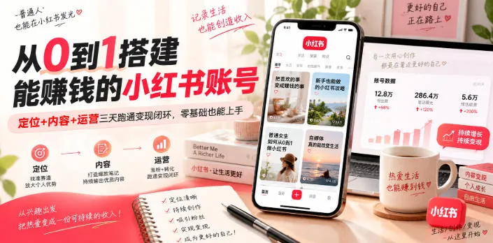 小红书账号从0到1快速变现攻略：精准定位+优质内容+高效运营，三天实现盈利闭环 - 趣客盟