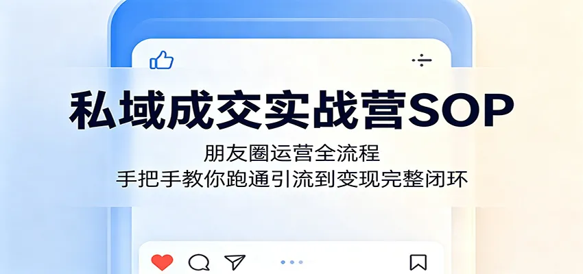 私域成交实战营SOP：朋友圈运营全流程，手把手教你跑通引流到变现完整闭环_趣客盟