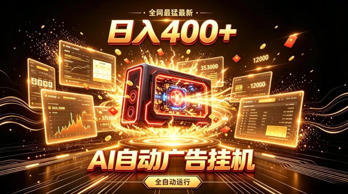 AI自动广告挂机神器，日入400+高效变现秘籍，躺赚新趋势【独家揭秘】_趣客盟