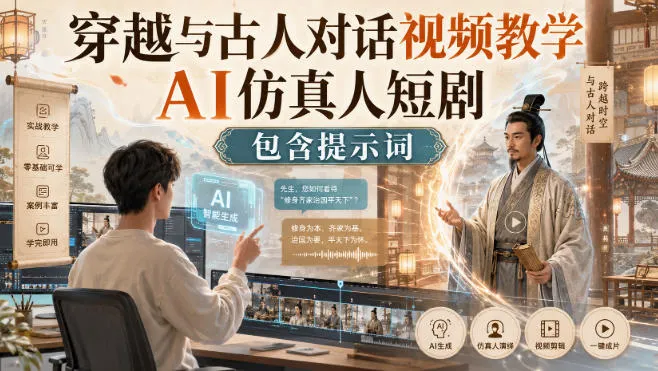 穿越时空与古人对话:AI仿真人短剧视频教学,互动学习新体验 - 趣客盟