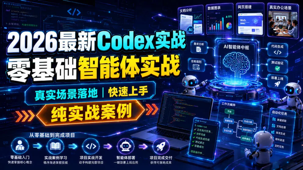 2026 Codex实战教程：零基础智能体快速上手，真实场景应用案例，纯实战学习攻略_趣客盟