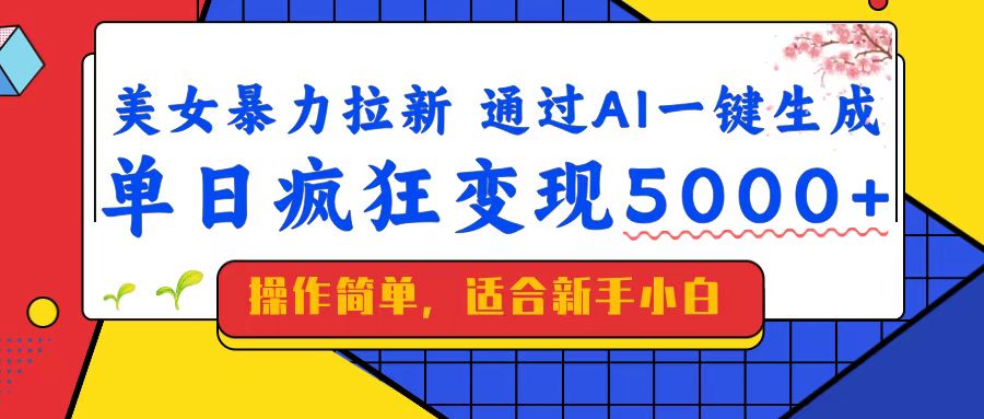 美女暴力拉新，通过AI一键生成，单日疯狂变现5000+，纯小白一学就会！ - 趣酷猫