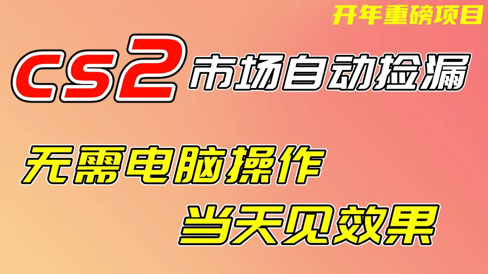 CS2市场挂机项,无需电脑操作,无需进入游戏,当天见效果,支持任何形式验证