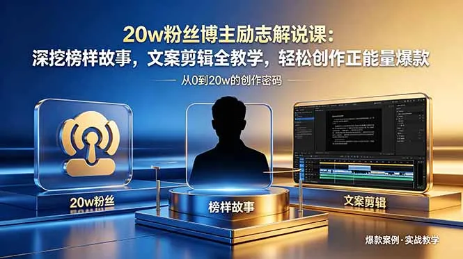 20w粉丝博主励志解说课:深挖榜样故事,文案剪辑全教学,轻松创作正能量爆款_趣客盟
