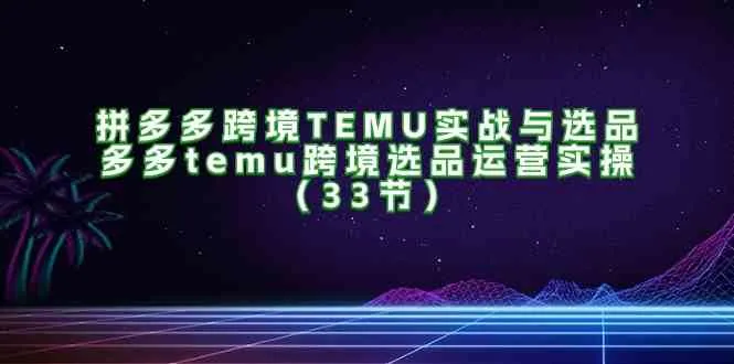 拼多多跨境TEMU实战与选品，多多temu跨境选品运营实操（33节）-趣酷猫资源网