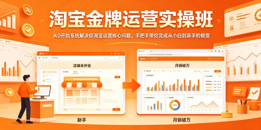 淘宝金牌运营实操班，从0开始系统解决你淘宝运营核心问题，手把手带你完成从小白到高手的蜕变_趣客盟