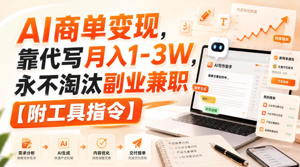 AI商单代写，月入1-3万稳定副业兼职攻略【独家工具指令+揭秘】 - 趣客盟