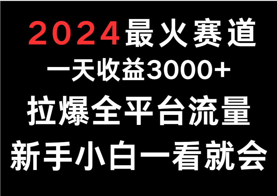 2024最火赛道，一天收一3000+.拉爆全平台流量，新手小白一看就会-趣酷猫资源网