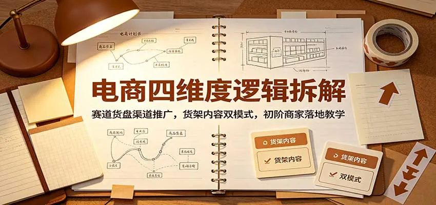 电商全解析：赛道、货盘、渠道、推广四维策略 + 货架内容双模教学，助力初阶商家快速落地 - 趣客盟