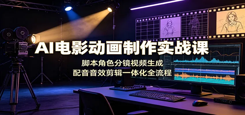AI电影动画制作实战教程：脚本-角色-分镜-视频生成，配音+音效+剪辑一体化全流程教程_趣客盟