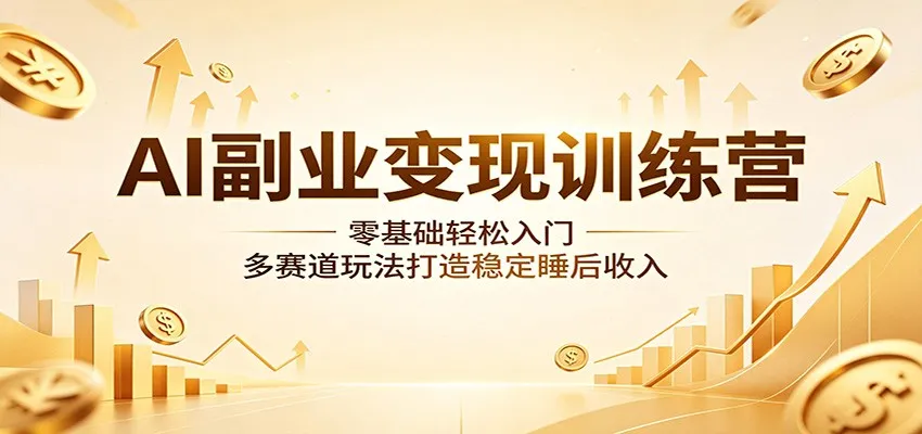 AI副业变现训练营：零基础轻松入门，多赛道玩法打造稳定睡后收入_趣客盟