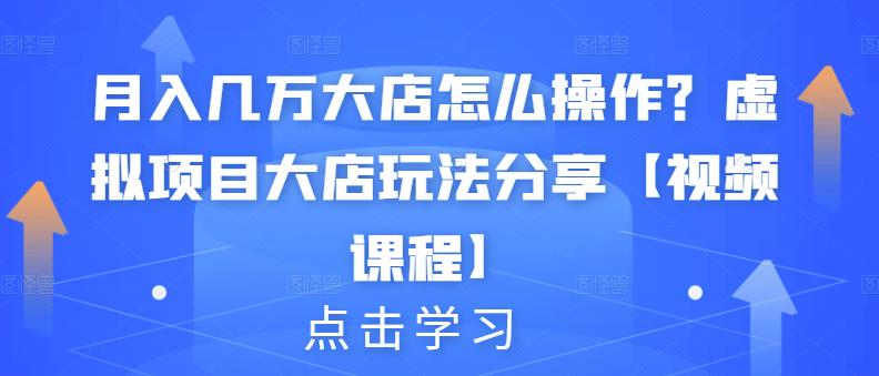 月入几万大店怎么操作？虚拟项目大店玩法分享【视频课程】 - 趣酷猫