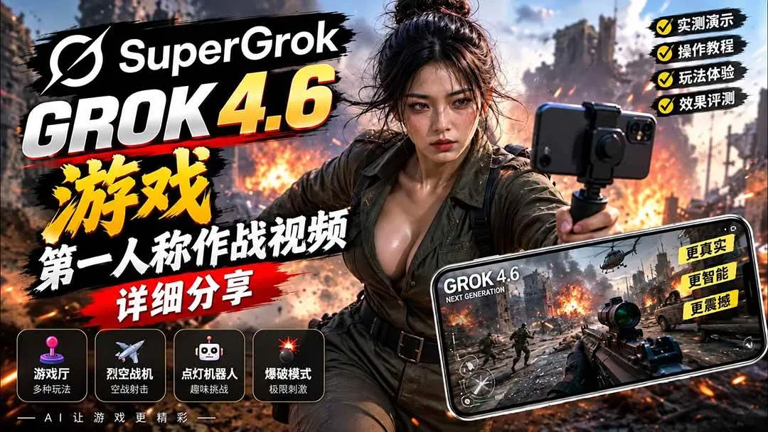 (20502期)Grok 4.6 也能做游戏?第一人称作战视频实测|玩法详细讲解 (20502期)Grok 4.6 也能做游戏?第一人称作战视频实测|玩法详细讲解