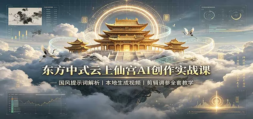 国风AI创作实战：云上仙宫教程，解析东方提示词，视频本地生成及剪辑调参教学 - 趣客盟