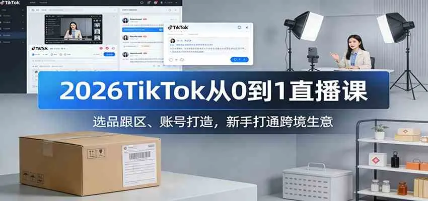 2026TikTok从0到1直播课：选品跟区、账号打造，新手打通跨境生意-趣酷猫资源网