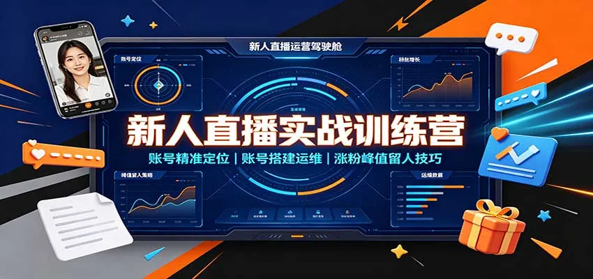 直播实战训练营：精准账号定位+搭建与运维，高效涨粉技巧解析及留人策略 - 趣客盟