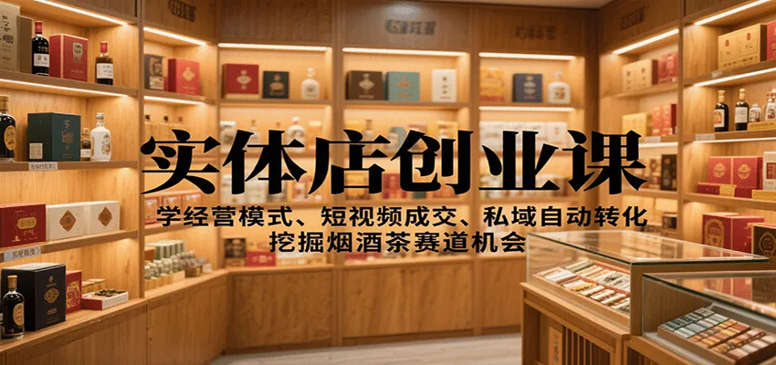 实体店创业课：学经营模式、短视频成交、私域自动转化，挖掘烟酒茶赛道机会-趣酷猫资源网