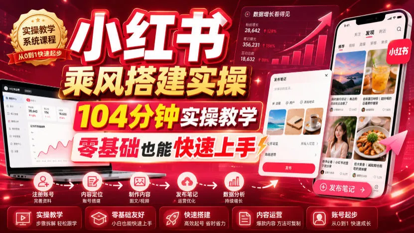 《小红书乘风搭建攻略：104分钟实操教学，零基础小白也能轻松掌握》_趣客盟