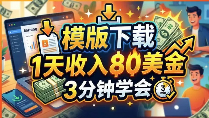 “1天内赚80美元的模板下载攻略：无门槛，3分钟快速上手教程” - 趣客盟