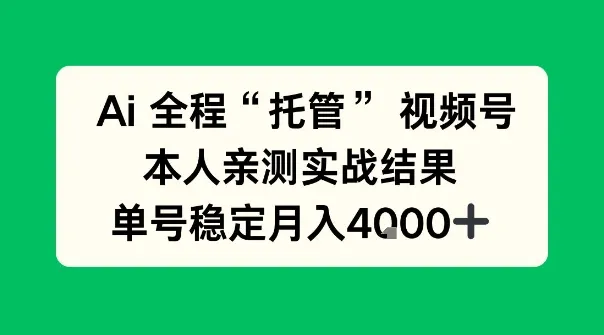 Ai自动托管视频号实战，本人亲测，单账号月入4k+【揭秘】-趣酷猫资源网