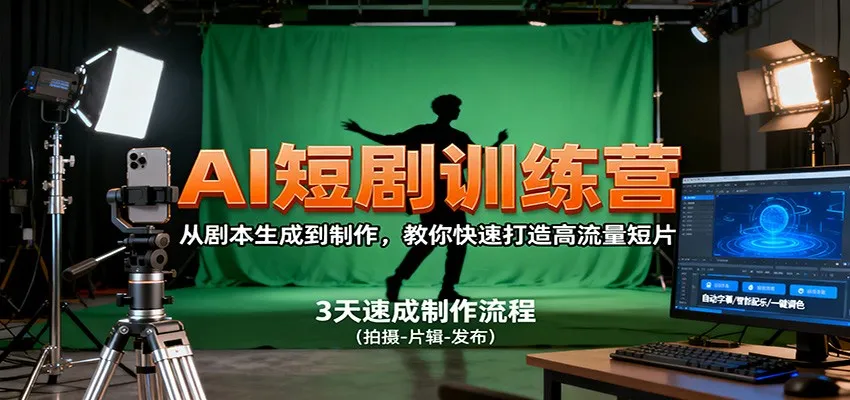 AI短剧训练营，从剧本生成到制作，教你快速打造高流量短片-趣酷猫资源网